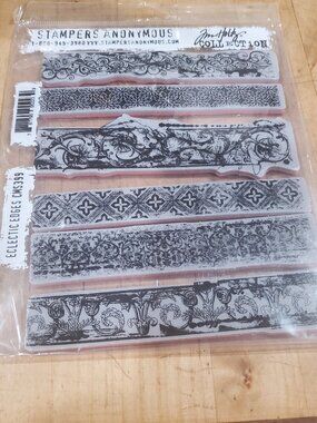 Tim Holtz Stampers Anonymous Cling Stamps Eclectic Edges 7 x 8.5 " Brand New
